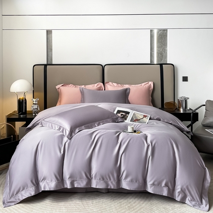 91家纺网 家纺一手货源 找家纺 （总）嘉汀兰家居 2023秋冬新品100支双股长绒棉埋绳纯色四件套-卡西欧系列