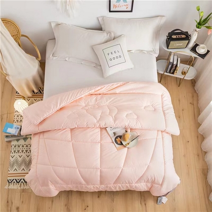 91家纺网 家纺一手货源 找家纺 亚龙工厂店 2023新款纯色羊毛被冬被 粉色