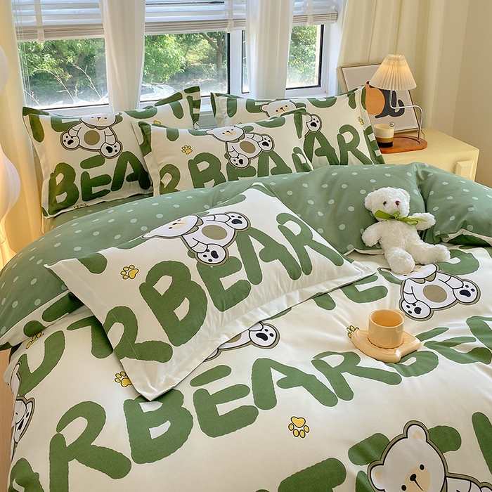 91家纺网 家纺一手货源 找家纺 艾橙家纺 2023新款秋冬新款140g植物羊绒磨毛四件套 阿萌熊宝