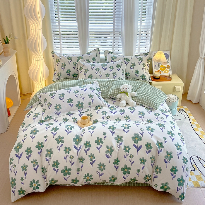 91家纺网 家纺一手货源 找家纺 艾橙家纺 2023新款秋冬新款140g植物羊绒磨毛四件套 淡妆初夏