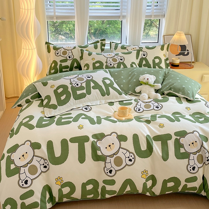 91家纺网 家纺一手货源 找家纺 艾橙家纺 2023新款秋冬新款140g植物羊绒磨毛四件套 阿萌熊宝