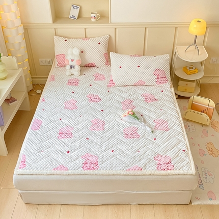 澳梵家居 2023新款豆豆绒夹棉床护垫 一只兔兔