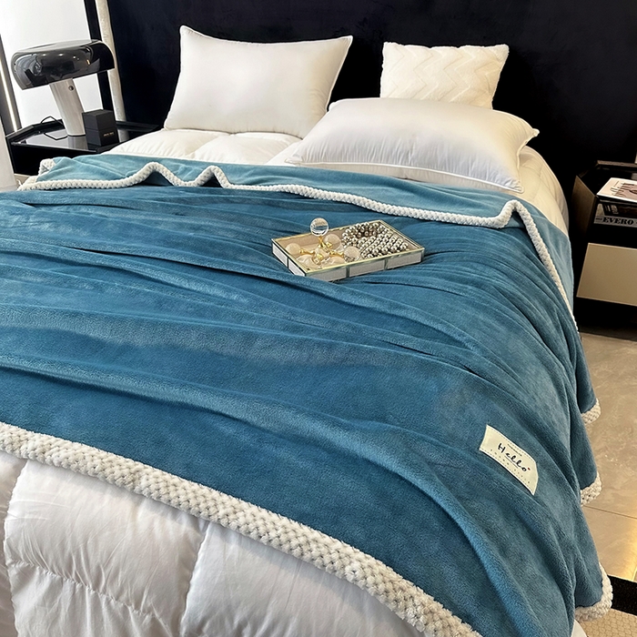 91家纺网 家纺一手货源 找家纺 （总）2023新款400g高克重纯色双面 牛奶绒 毛毯 盖毯毯子