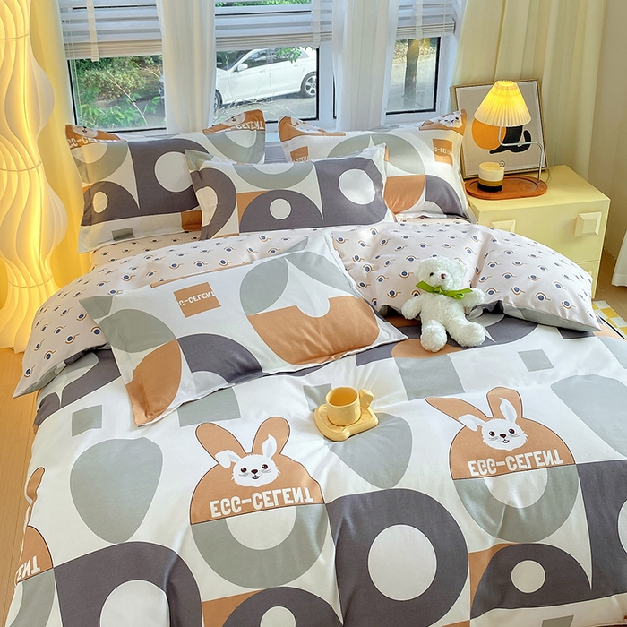 91家纺网 家纺一手货源 找家纺 艾橙家纺 2023新款秋冬新款140g植物羊绒磨毛四件套 萌宠日记