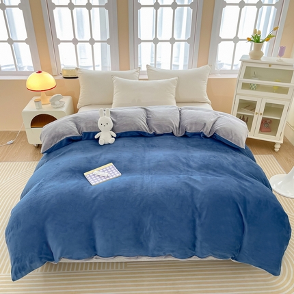 91家纺网 家纺一手货源 找家纺 （总）莎臣豹 2025新款牛奶绒双拼撞色系单被套