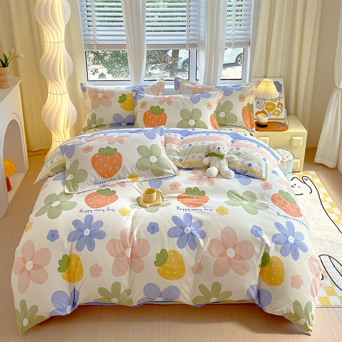 91家纺网 家纺一手货源 找家纺 艾橙家纺 2023新款秋冬新款140g植物羊绒磨毛四件套 夏日画册