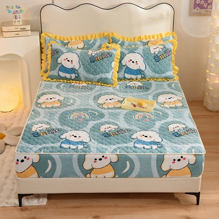 91家纺网 家纺一手货源 找家纺 （总）美达 2025新款A类牛奶绒夹棉床笠（可定制）