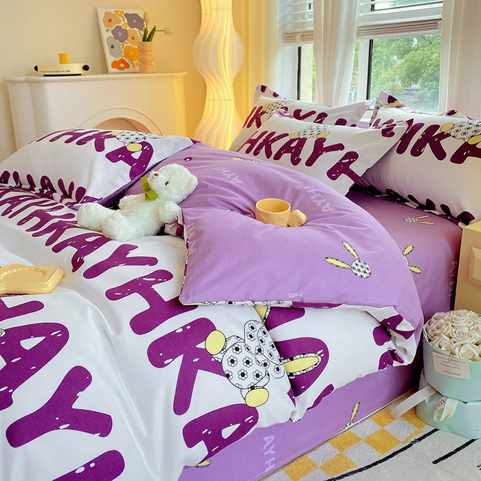 91家纺网 家纺一手货源 找家纺 艾橙家纺 2023新款秋冬新款140g植物羊绒磨毛四件套 班尼日记