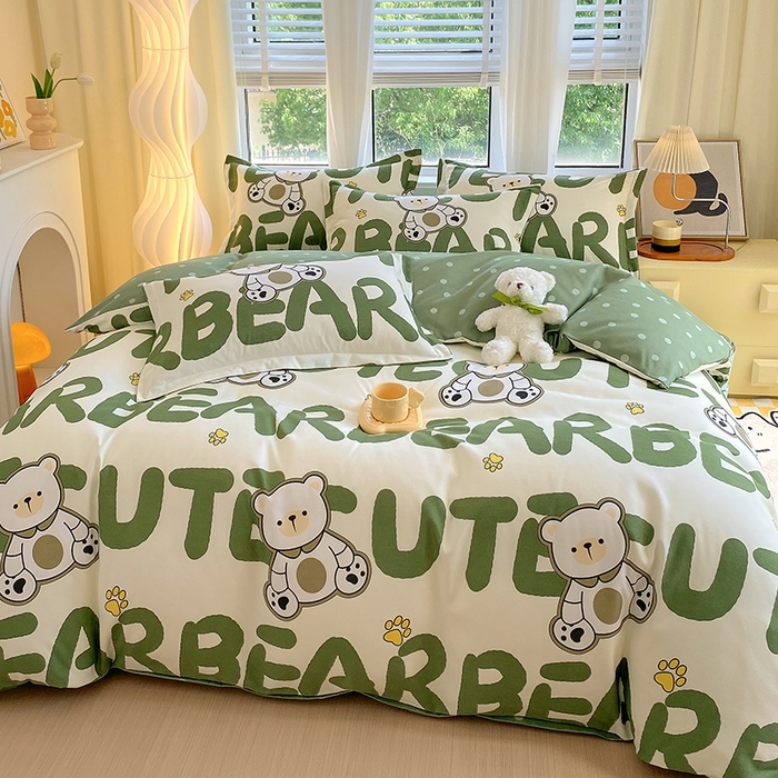 91家纺网 家纺一手货源 找家纺 艾橙家纺 2023新款秋冬新款140g植物羊绒磨毛四件套 阿萌熊宝