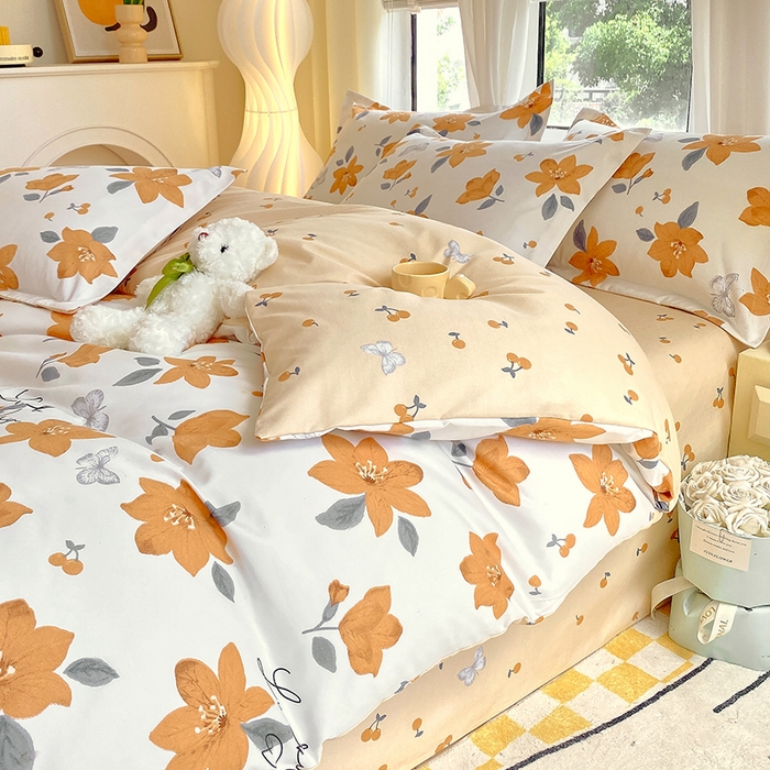 91家纺网 家纺一手货源 找家纺 艾橙家纺 2023新款秋冬新款140g植物羊绒磨毛四件套 城南花开