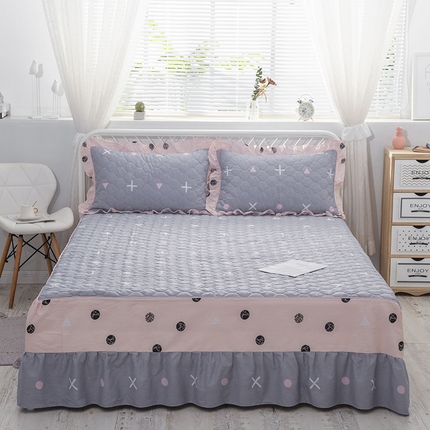 91家纺网 家纺一手货源 找家纺 （总）爱妮玖玖家纺 2023新款AB版普款夹棉床裙夏风款