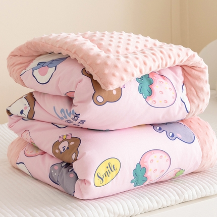 91家纺网 家纺一手货源 找家纺 嗨生活 2023新款全棉儿童被春秋被冬被幼儿园被子豆豆被-一体款 安妮兔