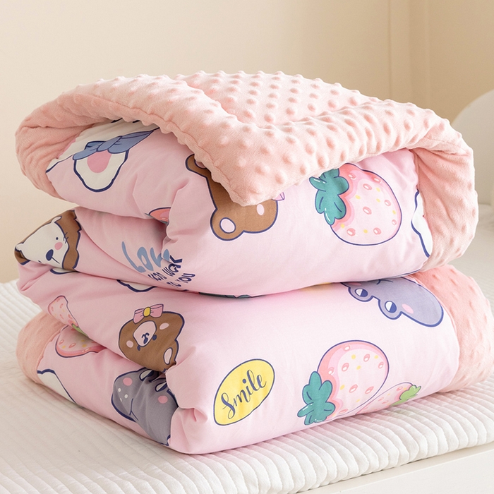 91家纺网 家纺一手货源 找家纺 嗨生活 2023新款全棉儿童被春秋被冬被幼儿园被子豆豆被-一体款 安妮兔