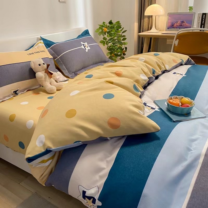 91家纺网 家纺一手货源 找家纺 艾橙家纺 2023新款秋冬新款140g植物羊绒磨毛四件套 西雅图