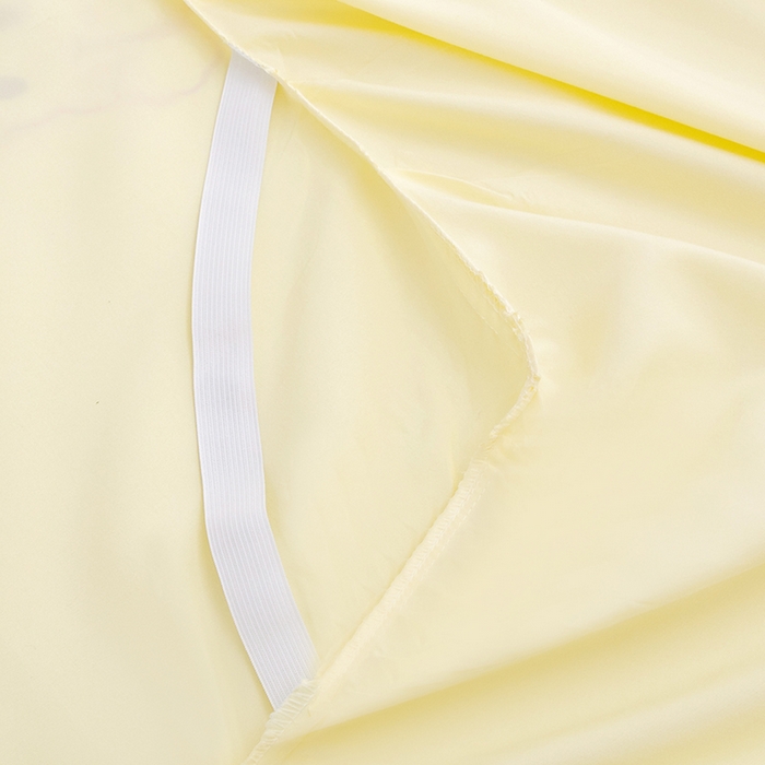 91家纺网 家纺一手货源 找家纺 极梦家纺（支持定制） 2025新款韩版纯色卡通单床裙三件套素色 米黄小兔