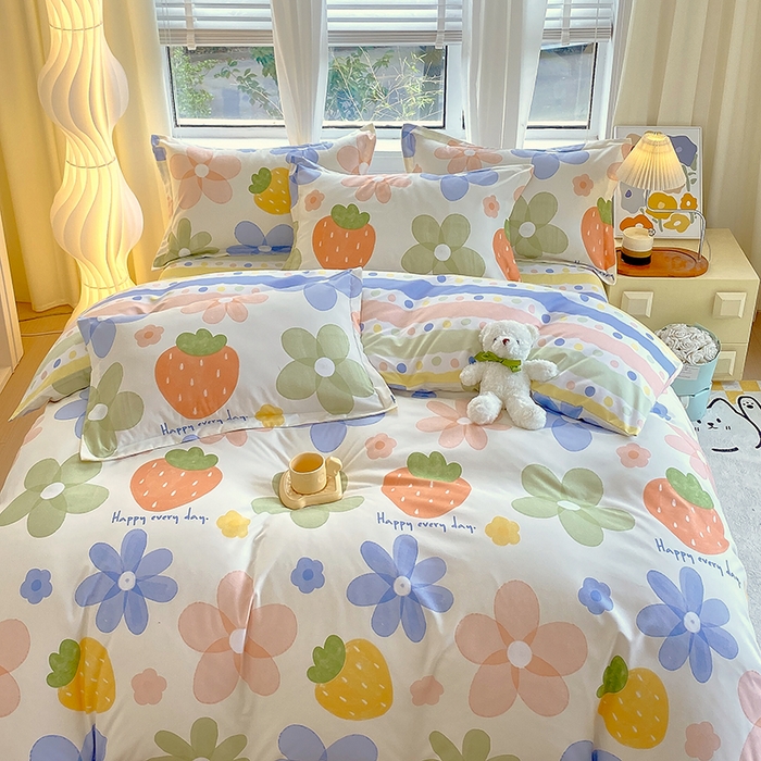 91家纺网 家纺一手货源 找家纺 艾橙家纺 2023新款秋冬新款140g植物羊绒磨毛四件套 夏日画册