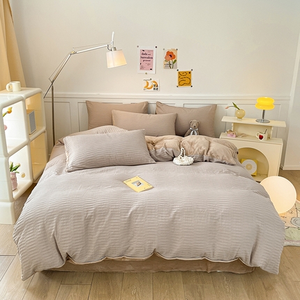 91家纺网 家纺一手货源 找家纺 （总）雅居纺家纺 2023新款全棉泡泡纱牛奶绒四件套