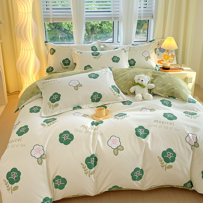 91家纺网 家纺一手货源 找家纺 艾橙家纺 2023新款秋冬新款140g植物羊绒磨毛四件套 丁香玉兰