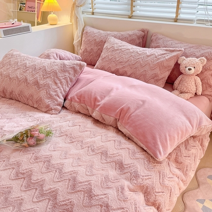 91家纺网 家纺一手货源 找家纺 （总）莱米 2023新款直播电商爆款兔毛绒牛奶绒纯色绒四件套