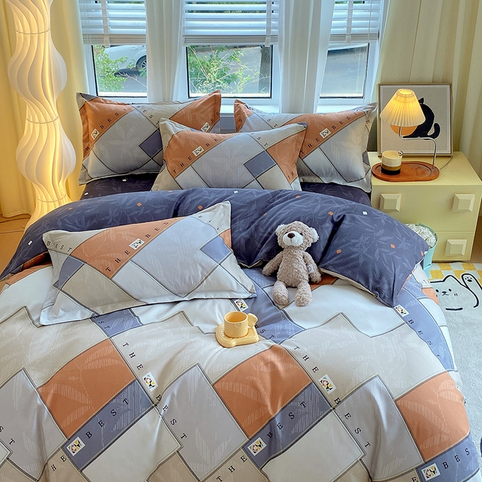 91家纺网 家纺一手货源 找家纺 艾橙家纺 2023新款秋冬新款140g植物羊绒磨毛四件套 街角咖啡