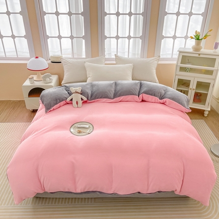 91家纺网 家纺一手货源 找家纺 （总）莎臣豹 2025新款牛奶绒双拼撞色系单被套