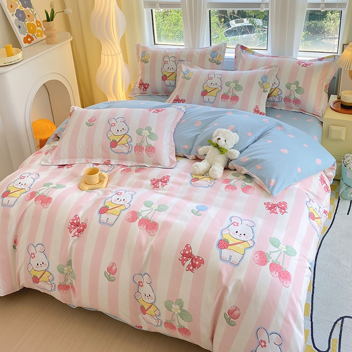 91家纺网 家纺一手货源 找家纺 艾橙家纺 2023新款秋冬新款140g植物羊绒磨毛四件套 爱丽丝