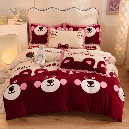 91家纺网 家纺一手货源 找家纺 （总）美达 2025新款A类牛奶绒印花床笠款四件套