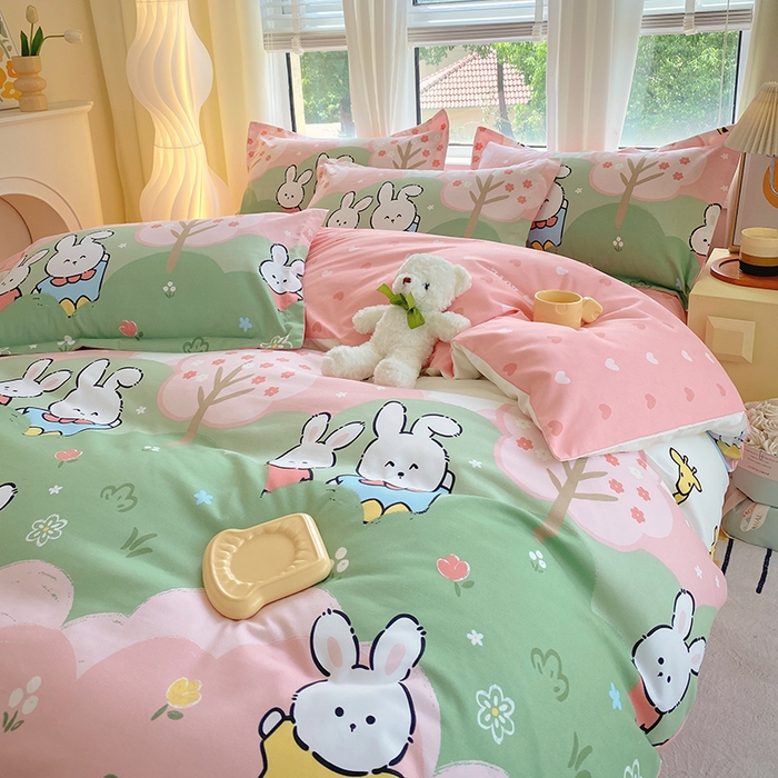 91家纺网 家纺一手货源 找家纺 艾橙家纺 2023新款秋冬新款140g植物羊绒磨毛四件套 开心日记