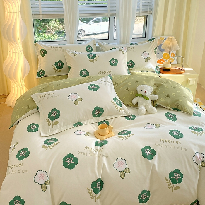 91家纺网 家纺一手货源 找家纺 艾橙家纺 2023新款秋冬新款140g植物羊绒磨毛四件套 丁香玉兰