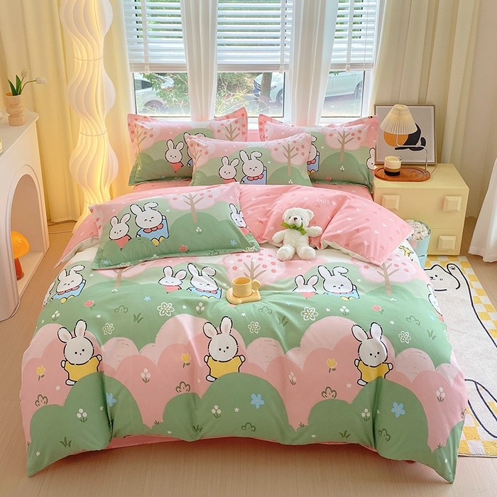 91家纺网 家纺一手货源 找家纺 艾橙家纺 2023新款秋冬新款140g植物羊绒磨毛四件套 开心日记