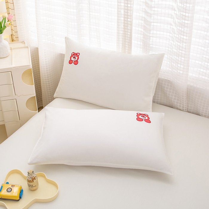 91家纺网 家纺一手货源 找家纺 极梦家纺（支持定制） 2025新款韩版纯色卡通单床裙三件套素色 米白可爱熊