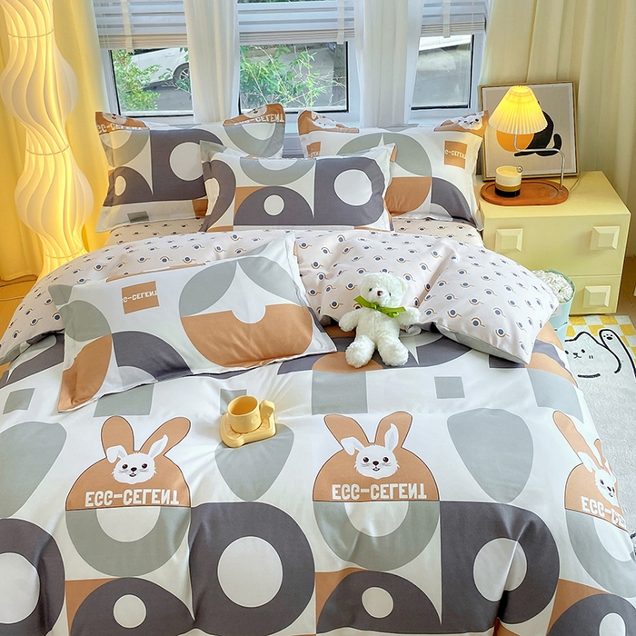 91家纺网 家纺一手货源 找家纺 艾橙家纺 2023新款秋冬新款140g植物羊绒磨毛四件套 萌宠日记