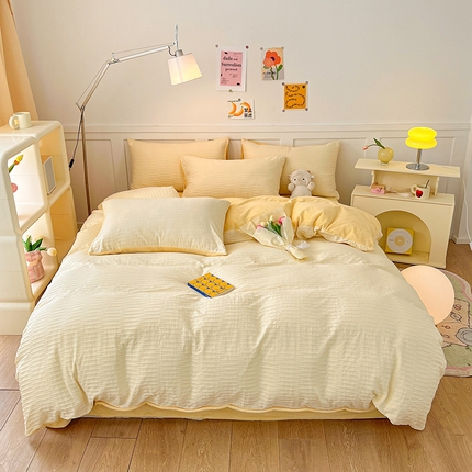 91家纺网 家纺一手货源 找家纺 （总）雅居纺家纺 2023新款全棉泡泡纱牛奶绒四件套