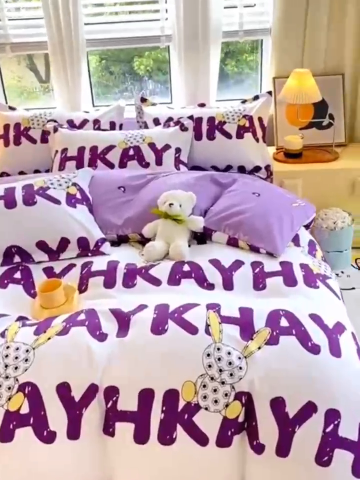 91家纺网 家纺一手货源 找家纺 艾橙家纺 2023新款秋冬新款140g植物羊绒磨毛四件套 班尼日记