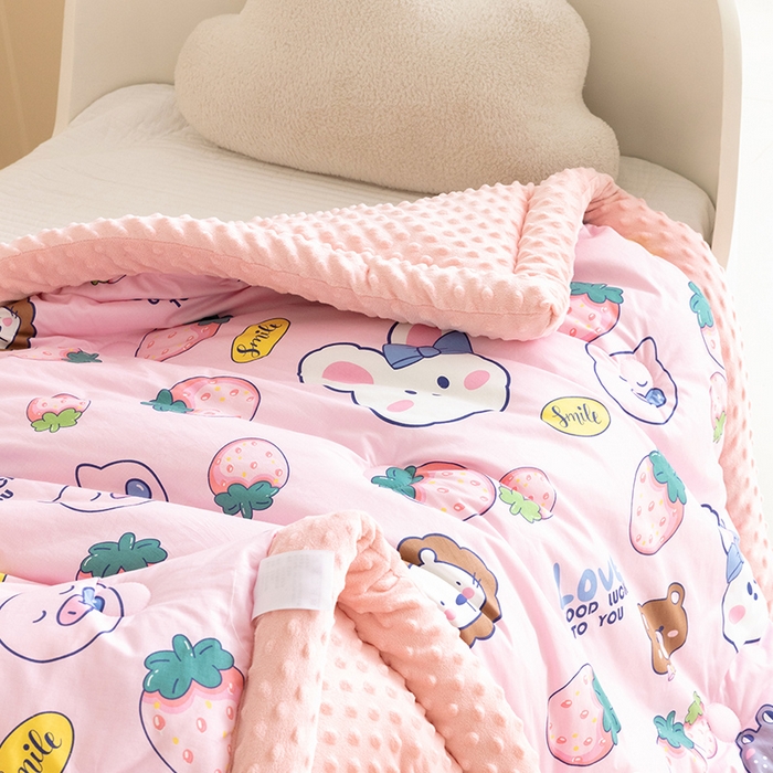 91家纺网 家纺一手货源 找家纺 嗨生活 2023新款全棉儿童被春秋被冬被幼儿园被子豆豆被-一体款 安妮兔