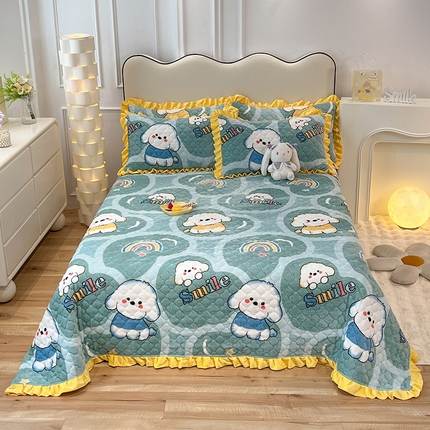 91家纺网 家纺一手货源 找家纺 （总）美达 2025新款A类牛奶绒夹棉床盖（可定制）