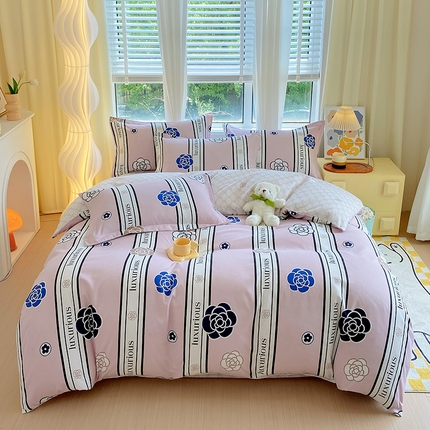 91家纺网 家纺一手货源 找家纺 艾橙家纺 2023新款秋冬新款140g植物羊绒磨毛四件套 香妃爱恋