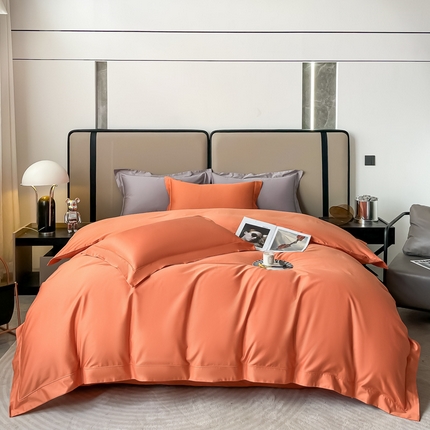 嘉汀兰家居 2023秋冬新品100支双股长绒棉埋绳纯色四件套-卡西欧系列 爱马橙