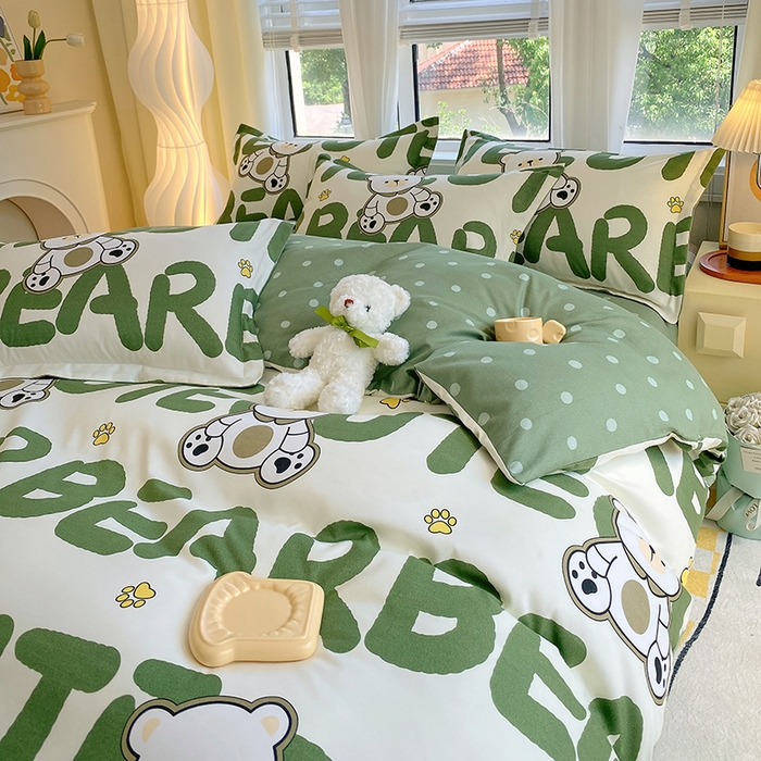 91家纺网 家纺一手货源 找家纺 艾橙家纺 2023新款秋冬新款140g植物羊绒磨毛四件套 阿萌熊宝