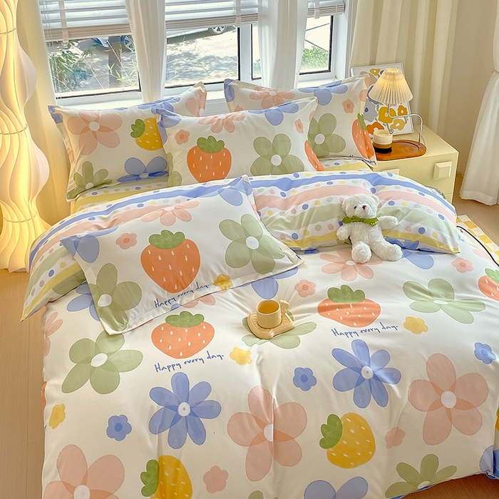 91家纺网 家纺一手货源 找家纺 艾橙家纺 2023新款秋冬新款140g植物羊绒磨毛四件套 夏日画册