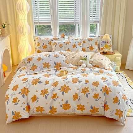 91家纺网 家纺一手货源 找家纺 艾橙家纺 2023新款秋冬新款140g植物羊绒磨毛四件套 城南花开