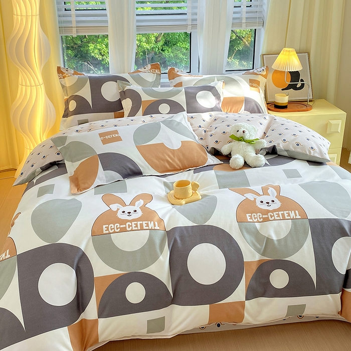 91家纺网 家纺一手货源 找家纺 艾橙家纺 2023新款秋冬新款140g植物羊绒磨毛四件套 萌宠日记