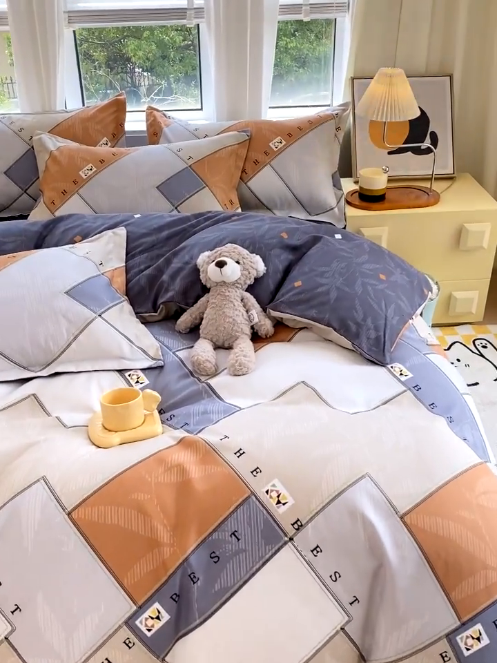 91家纺网 家纺一手货源 找家纺 艾橙家纺 2023新款秋冬新款140g植物羊绒磨毛四件套 街角咖啡