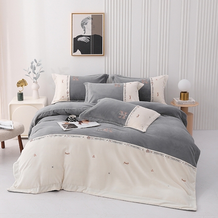 91家纺网 家纺一手货源 找家纺 （总）寐时代 2023新款230克A类全消光牛奶绒工艺款四件套