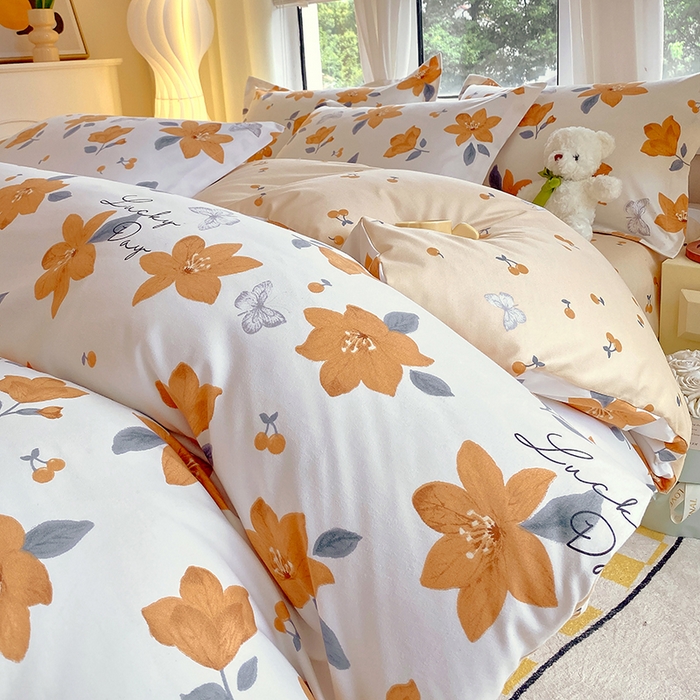 91家纺网 家纺一手货源 找家纺 艾橙家纺 2023新款秋冬新款140g植物羊绒磨毛四件套 城南花开