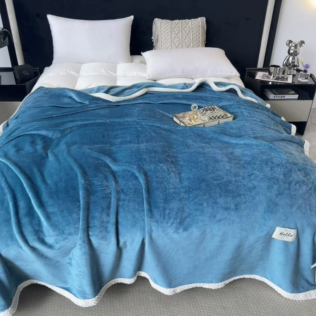 91家纺网 家纺一手货源 找家纺 （总）2023新款400g高克重纯色双面 牛奶绒 毛毯 盖毯毯子