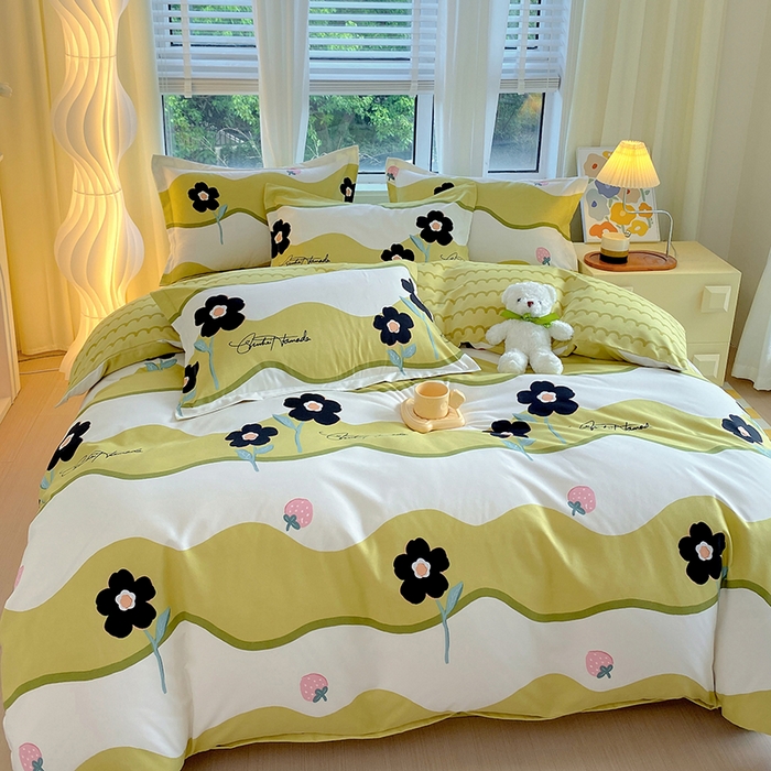 91家纺网 家纺一手货源 找家纺 艾橙家纺 2023新款秋冬新款140g植物羊绒磨毛四件套 茉彩花韵