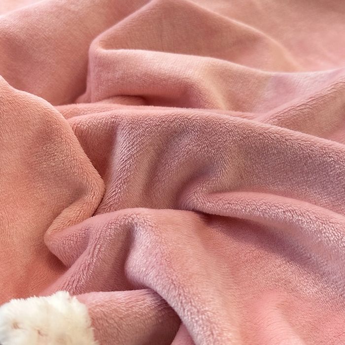 91家纺网 家纺一手货源 找家纺 2023新款400g高克重纯色双面牛奶绒毛毯盖毯毯子 粉色佳人