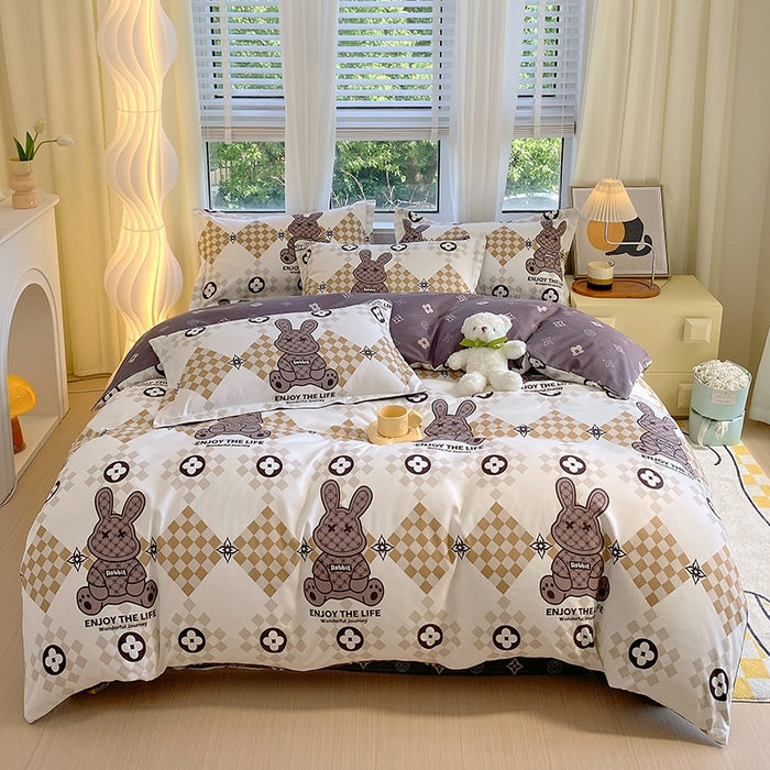 91家纺网 家纺一手货源 找家纺 艾橙家纺 2023新款秋冬新款140g植物羊绒磨毛四件套 酷仔熊宝