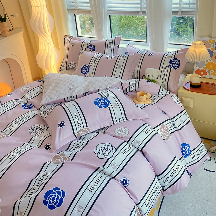 91家纺网 家纺一手货源 找家纺 艾橙家纺 2023新款秋冬新款140g植物羊绒磨毛四件套 香妃爱恋